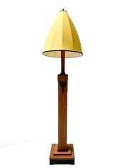 Art Deco Modernist Floor Lamp with Shantung Silk Shade, 1920s